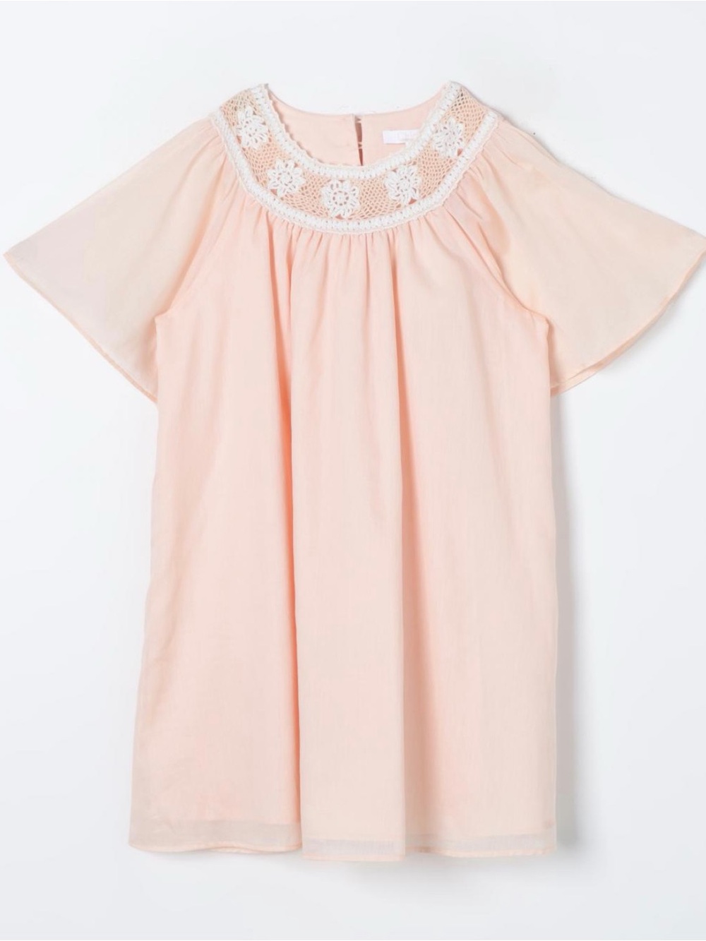 Chloe Peach Dress with White Crochet Yoke size 8